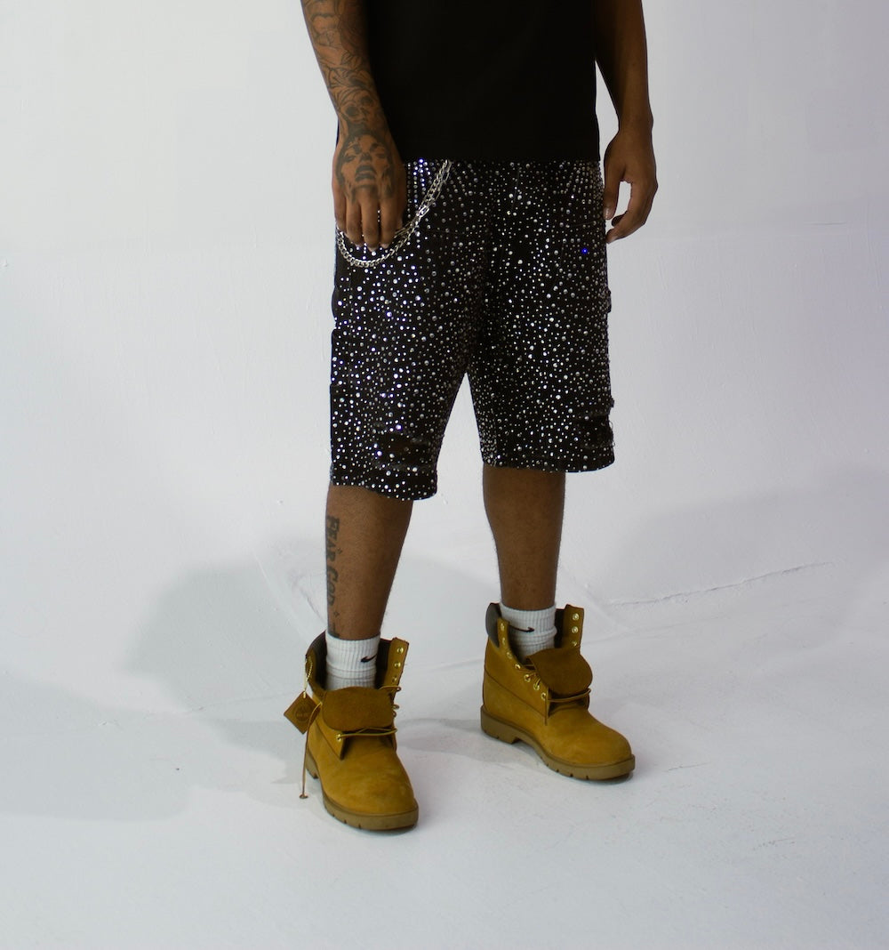 Rhinestone Jorts (Black)