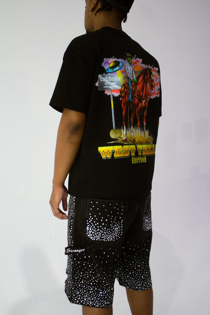 Rhinestone Jorts (Black)