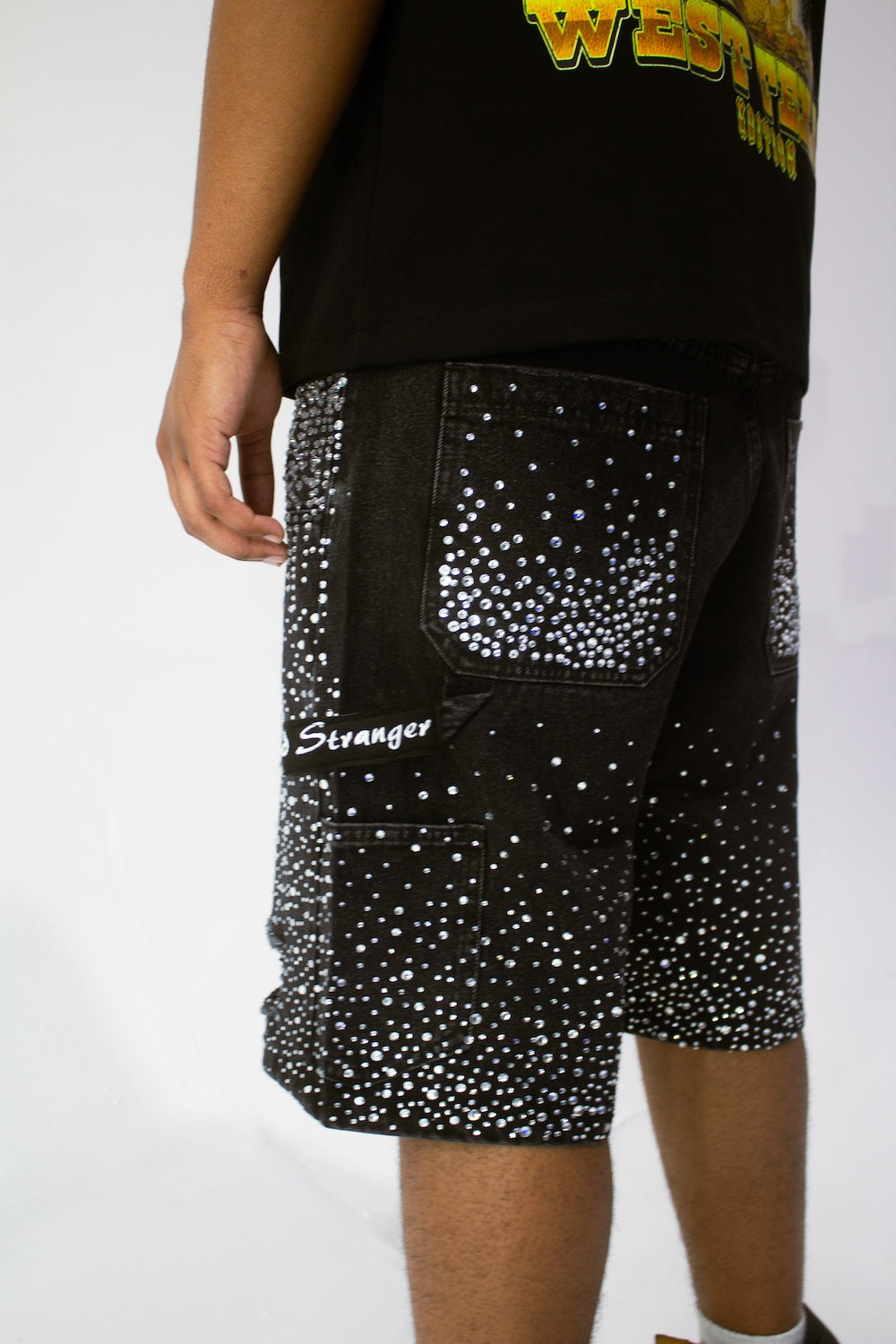 Rhinestone Jorts (Black)